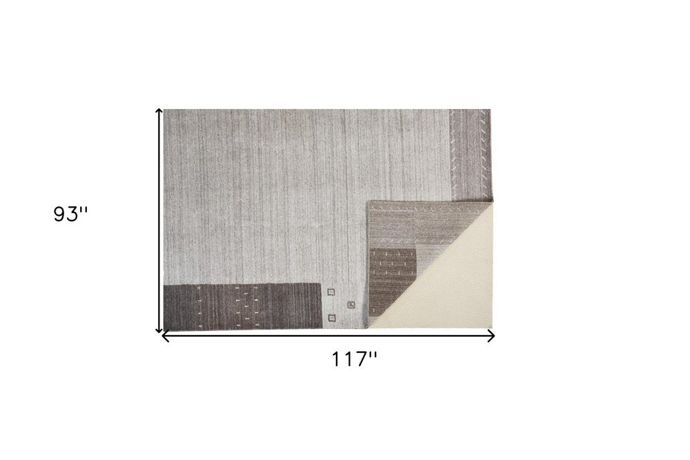 10' X 13' Gray Blue And Black Wool Hand Knotted Stain Resistant Area Rug