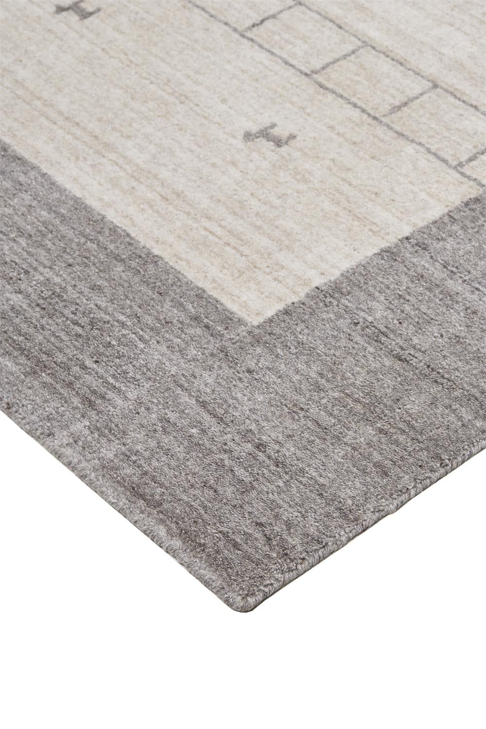 10' X 13' Ivory And Gray Wool Hand Knotted Stain Resistant Area Rug