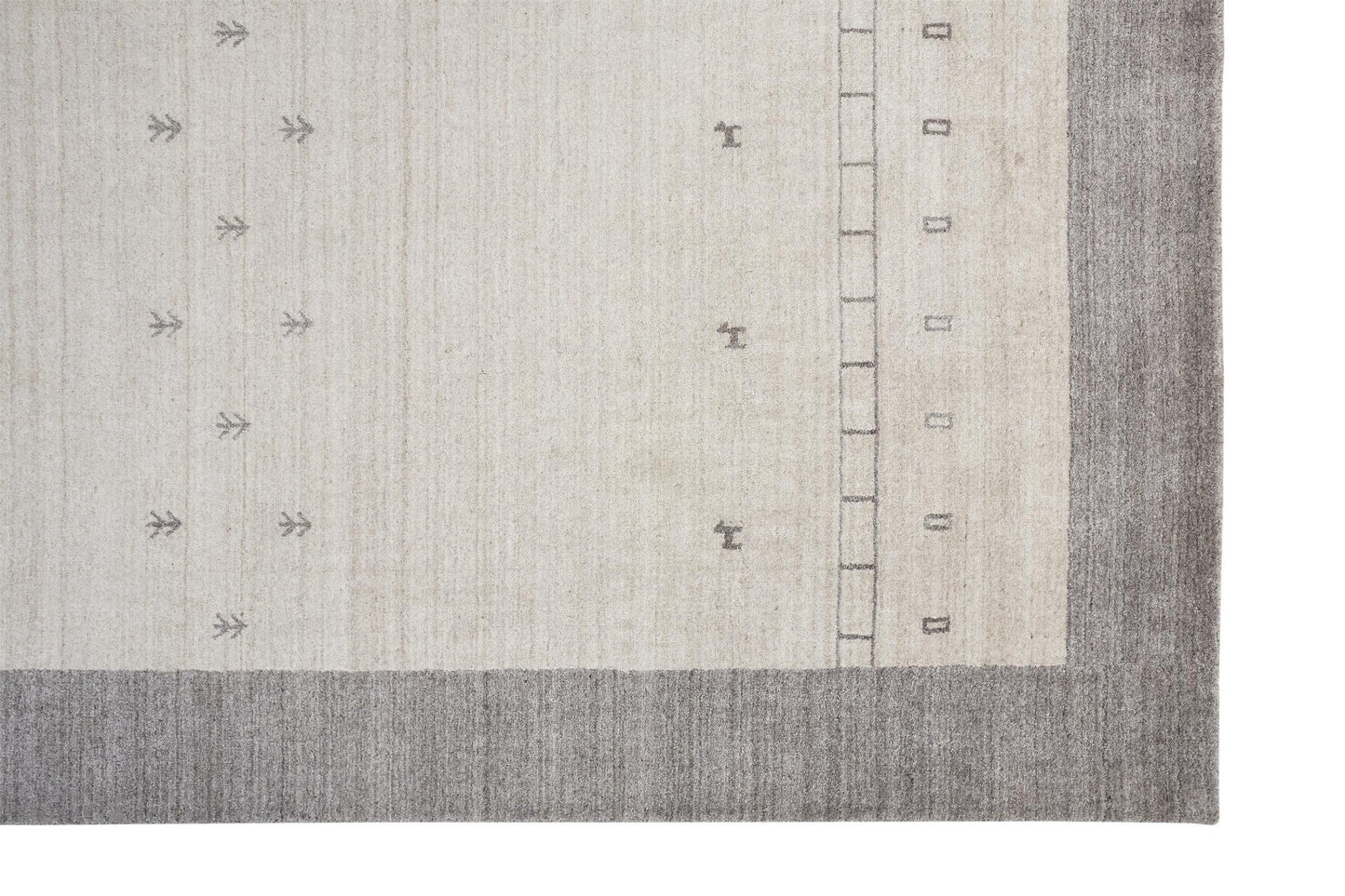 10' X 13' Ivory And Gray Wool Hand Knotted Stain Resistant Area Rug