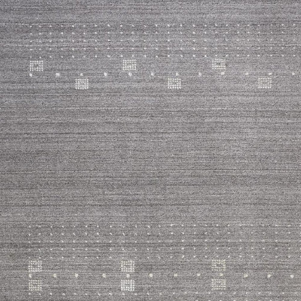 5' X 8' Gray And Ivory Wool Oriental Shag Hand Knotted Area Rug