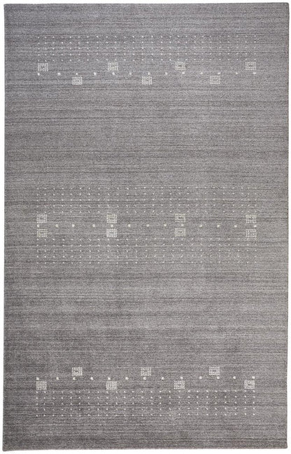 5' X 8' Gray And Ivory Wool Oriental Shag Hand Knotted Area Rug