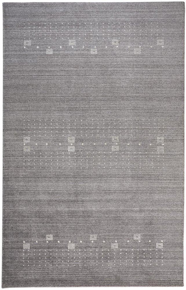 5' X 8' Gray And Ivory Wool Oriental Shag Hand Knotted Area Rug