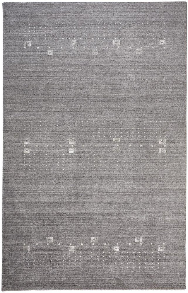 4' X 6' Gray and Ivory Wool Oriental Shag Hand Knotted Area Rug