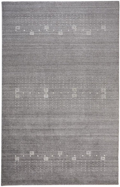 4' X 6' Gray and Ivory Wool Oriental Shag Hand Knotted Area Rug