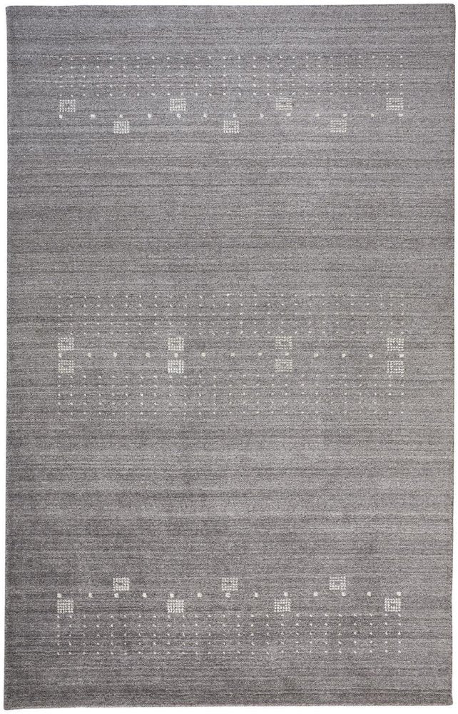 5' X 8' Gray And Ivory Wool Oriental Shag Hand Knotted Area Rug