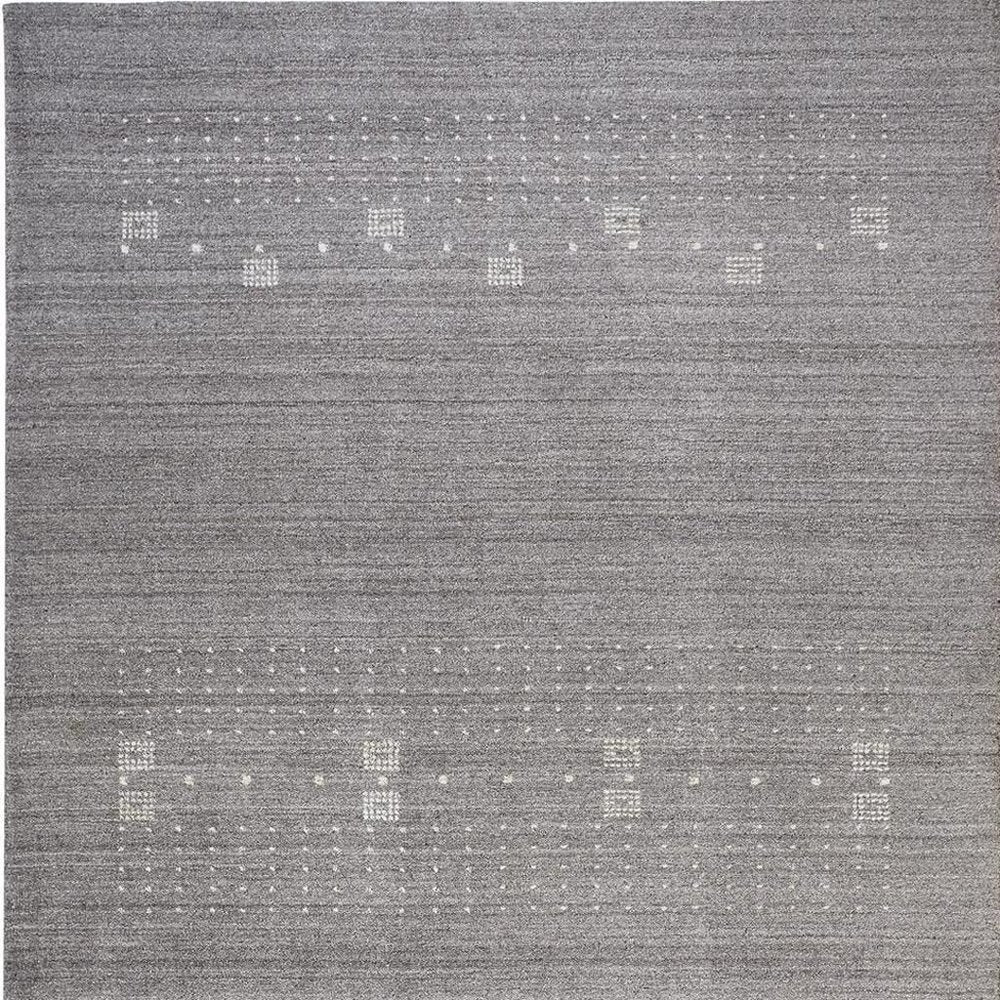 4' X 6' Gray and Ivory Wool Oriental Shag Hand Knotted Area Rug