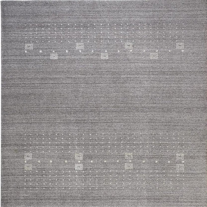 4' X 6' Gray and Ivory Wool Oriental Shag Hand Knotted Area Rug