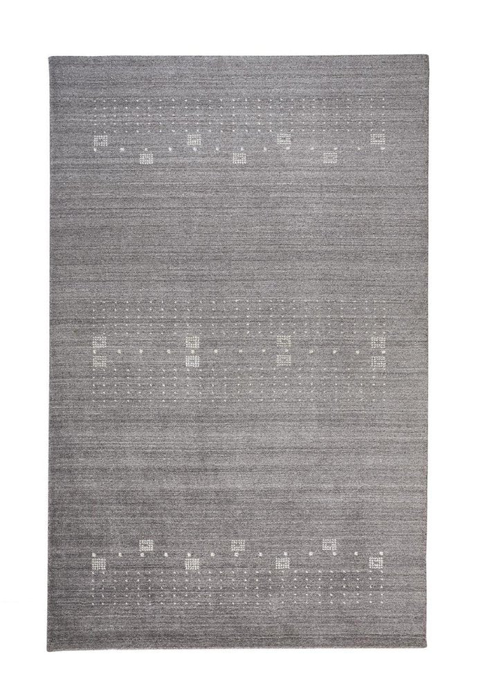 4' X 6' Gray and Ivory Wool Oriental Shag Hand Knotted Area Rug
