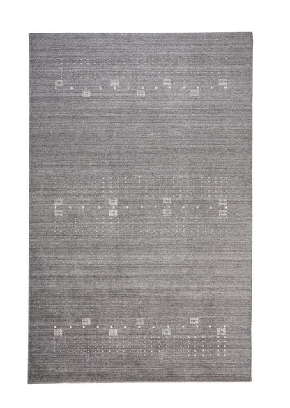 4' X 6' Gray and Ivory Wool Oriental Shag Hand Knotted Area Rug