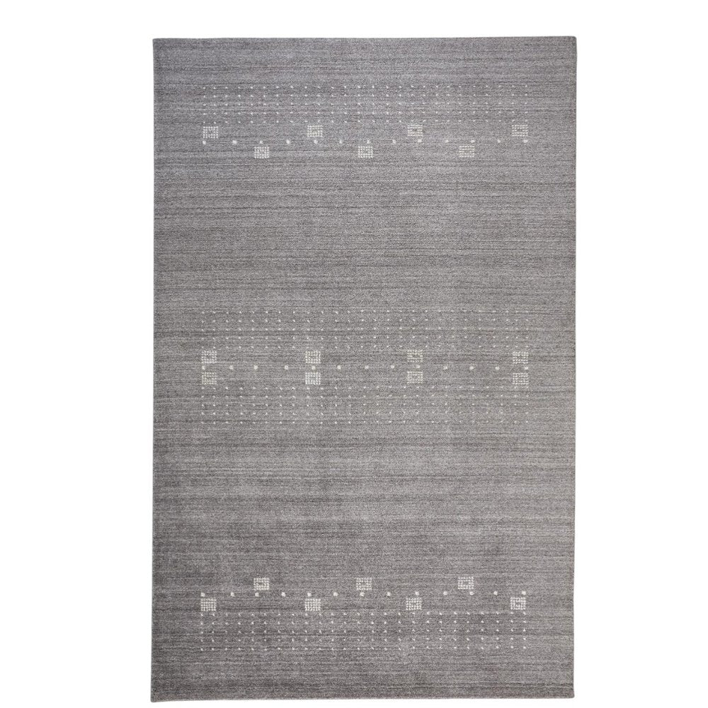 4' X 6' Gray and Ivory Wool Oriental Shag Hand Knotted Area Rug
