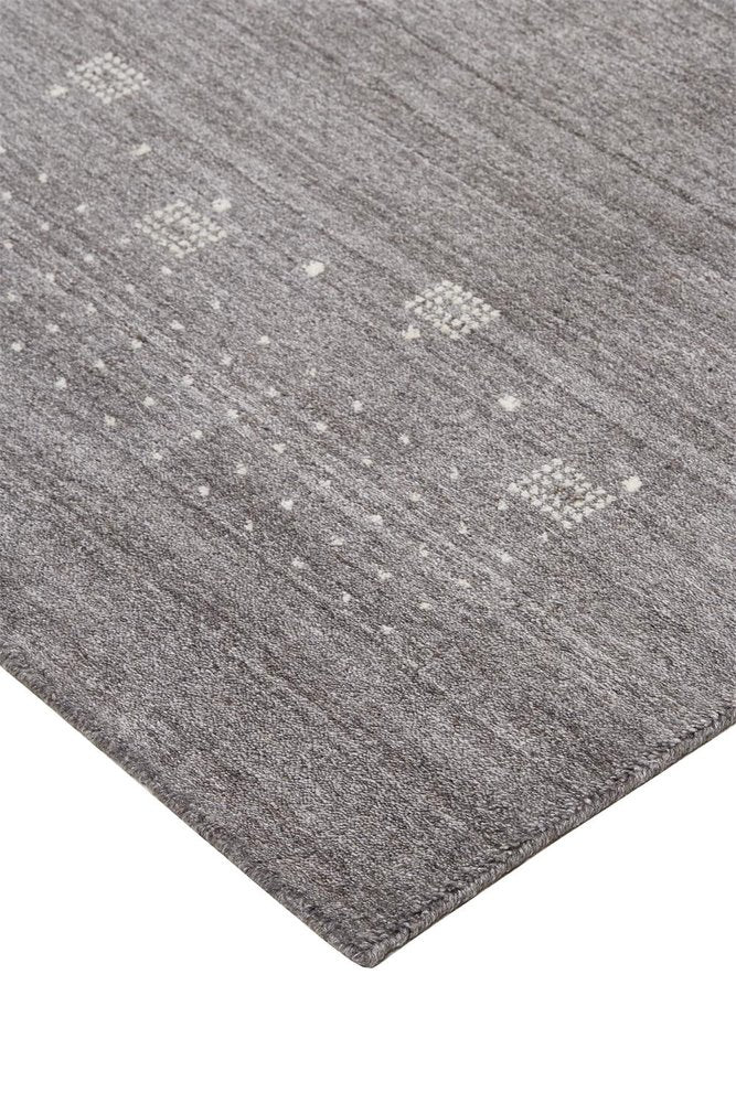 4' X 6' Gray and Ivory Wool Oriental Shag Hand Knotted Area Rug