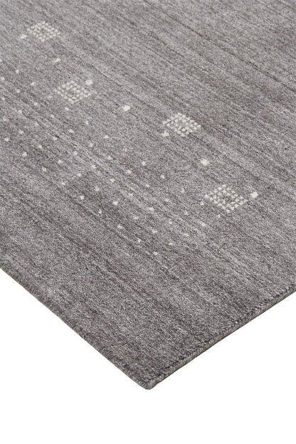 4' X 6' Gray and Ivory Wool Oriental Shag Hand Knotted Area Rug