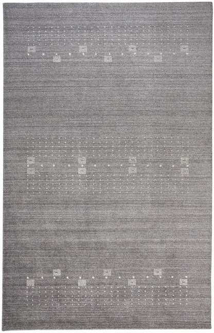 5' X 8' Gray And Ivory Wool Oriental Shag Hand Knotted Area Rug