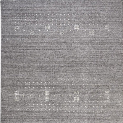 5' X 8' Gray And Ivory Wool Oriental Shag Hand Knotted Area Rug