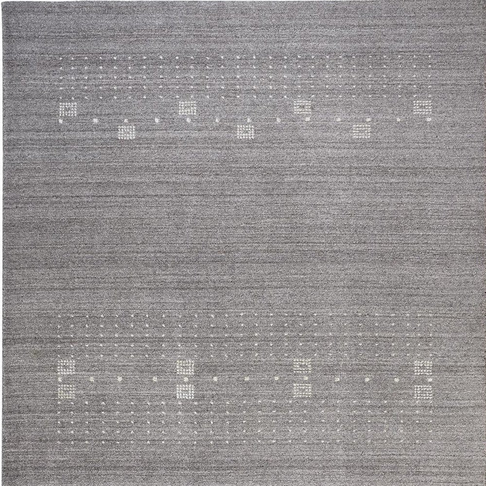 5' X 8' Gray And Ivory Wool Oriental Shag Hand Knotted Area Rug