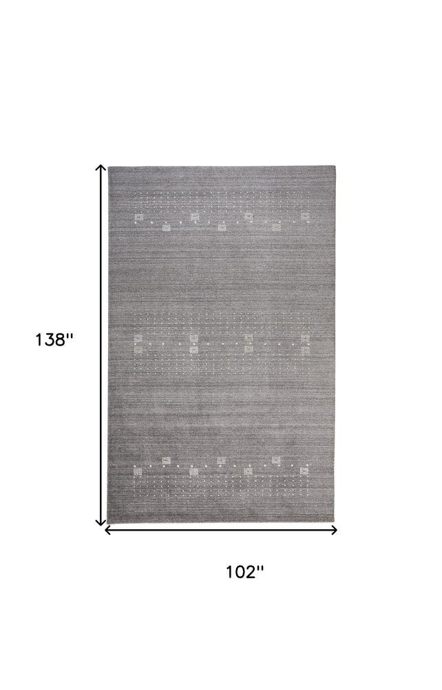 5' X 8' Gray And Ivory Wool Oriental Shag Hand Knotted Area Rug