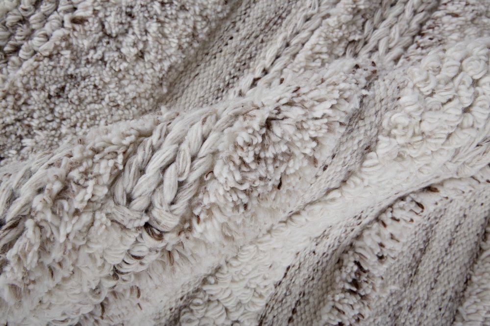 10' X 14' Taupe Ivory And Red Striped Hand Woven Stain Resistant Area Rug