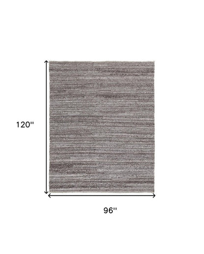 10' X 14' Ivory and Gray Striped Shag Hand Woven Area Rug