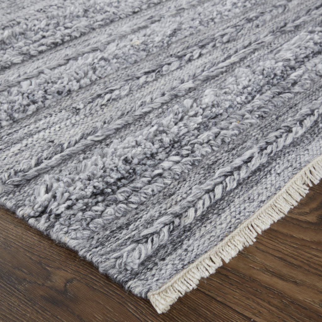 8' X 10' Ivory And Taupe Striped Hand Woven Stain Resistant Area Rug