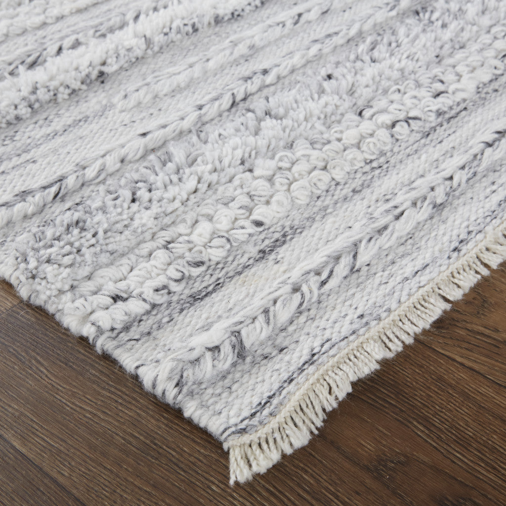 8' X 10' Ivory And Taupe Striped Hand Woven Stain Resistant Area Rug