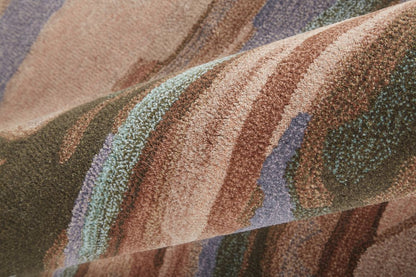 4' X 6' Blue and Orange Wool Abstract Hand Tufted Area Rug