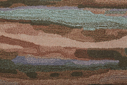 4' X 6' Blue and Orange Wool Abstract Hand Tufted Area Rug