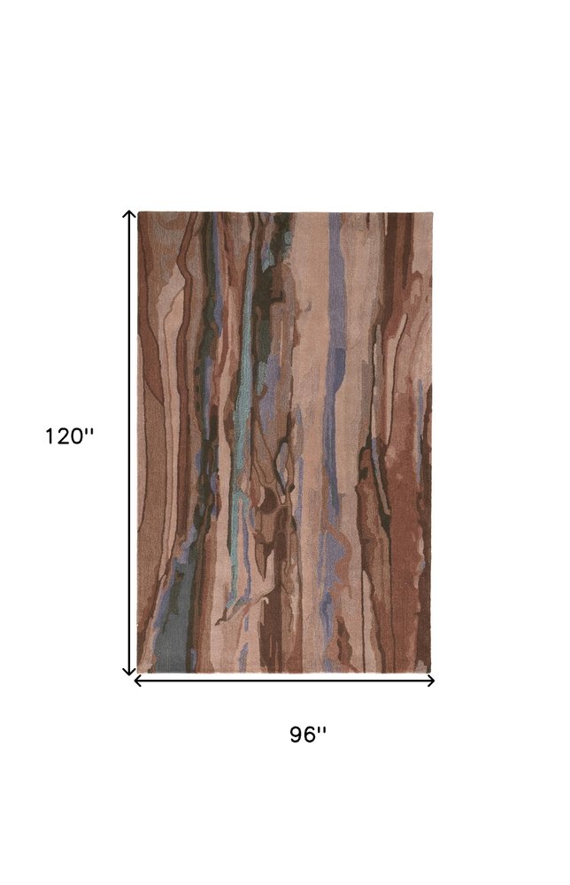 4' X 6' Blue and Orange Wool Abstract Hand Tufted Area Rug