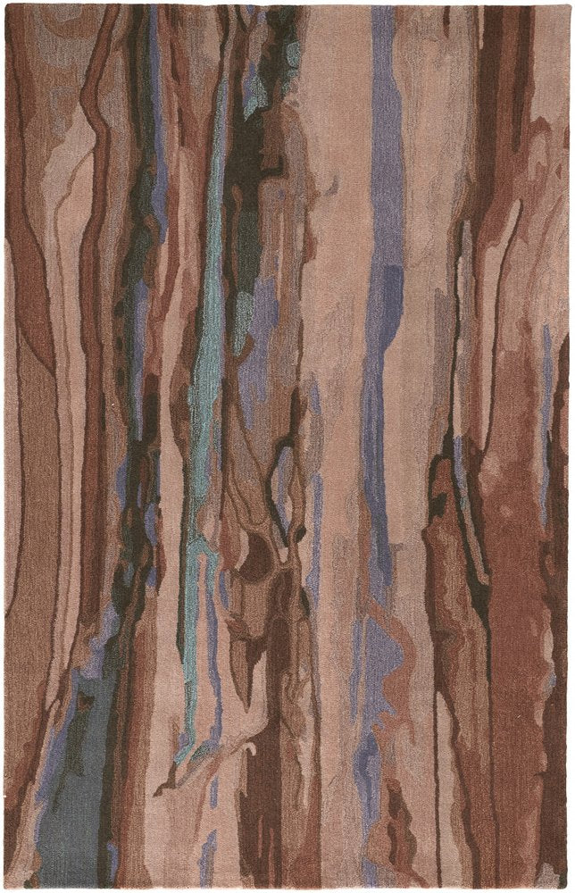 4' X 6' Blue and Orange Wool Abstract Hand Tufted Area Rug