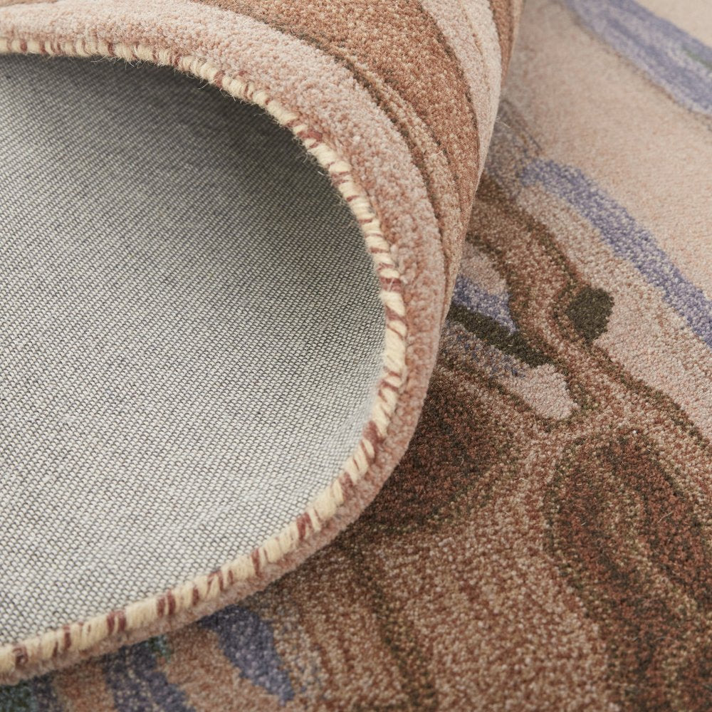 4' X 6' Blue and Orange Wool Abstract Hand Tufted Area Rug