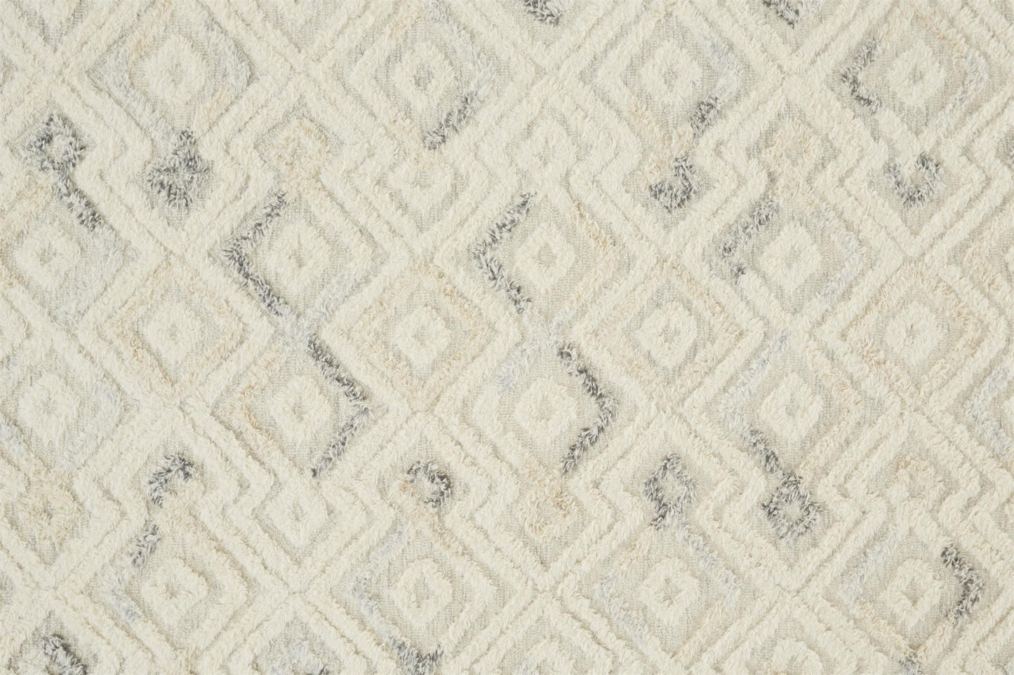 8' X 10' Gray And Ivory Wool Geometric Tufted Handmade Area Rug