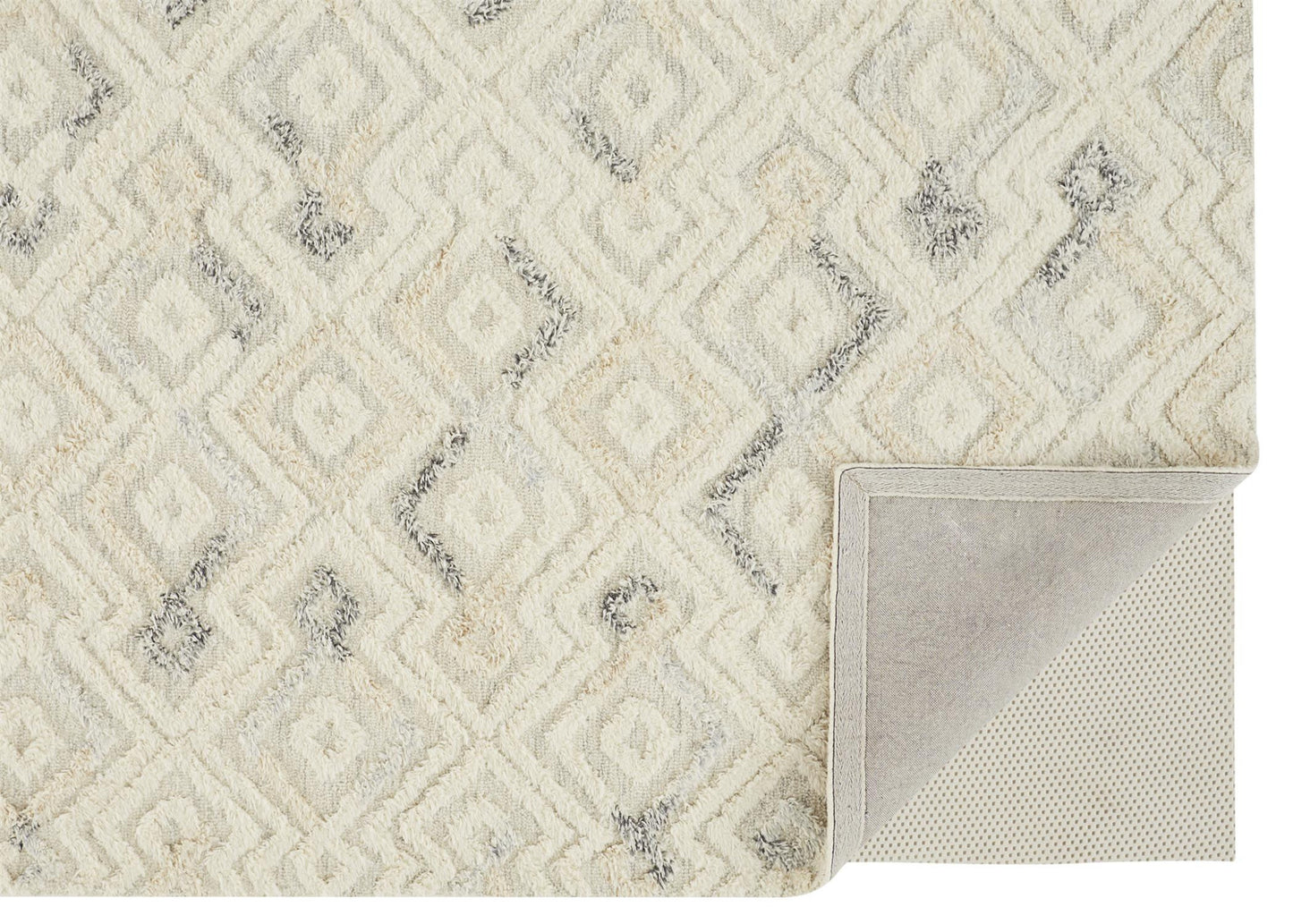 4' X 6' Gray And Ivory Wool Geometric Tufted Handmade Area Rug