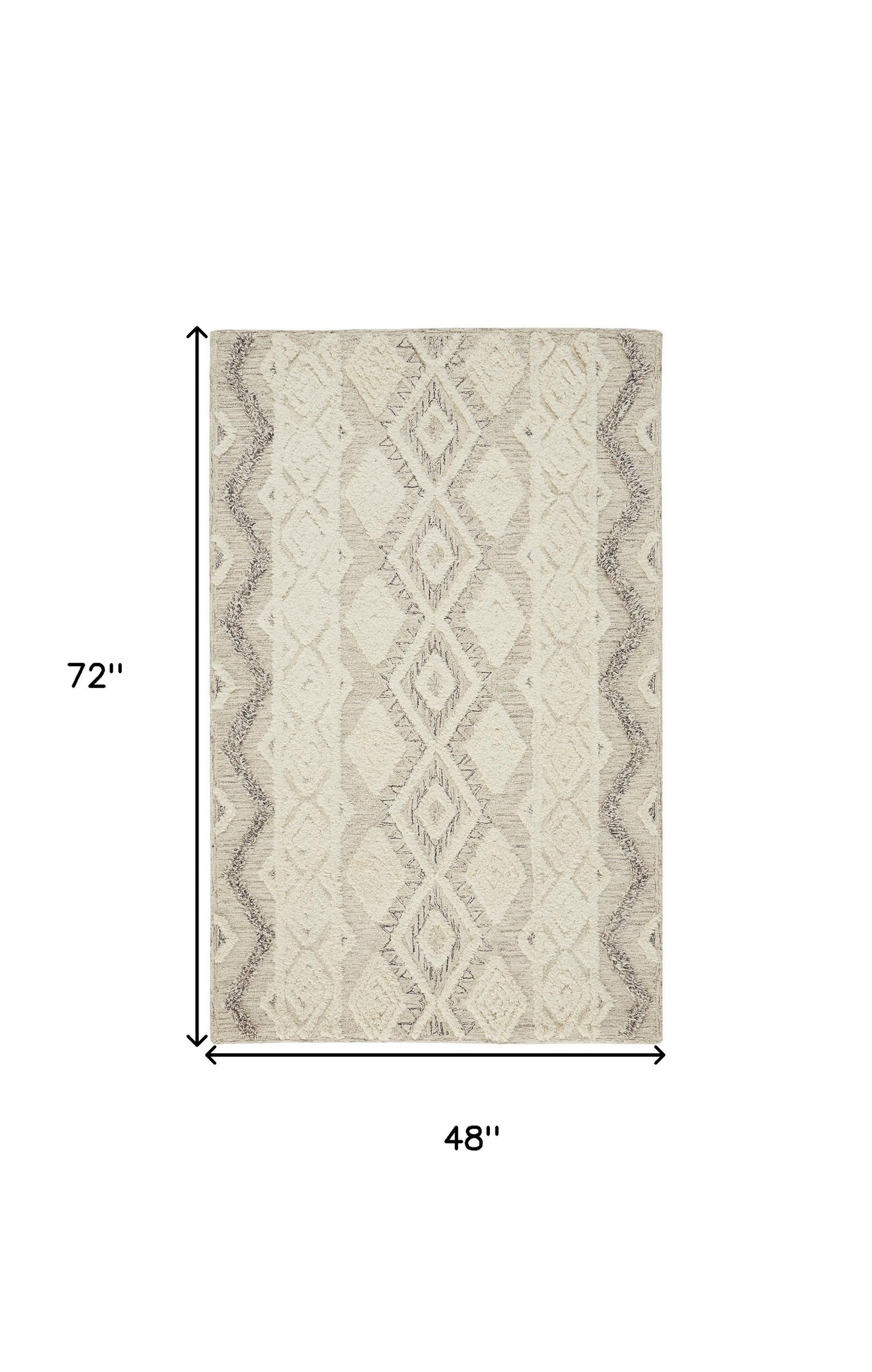 4' X 6' Ivory Taupe And Gray Wool Geometric Tufted Handmade Stain Resistant Area Rug