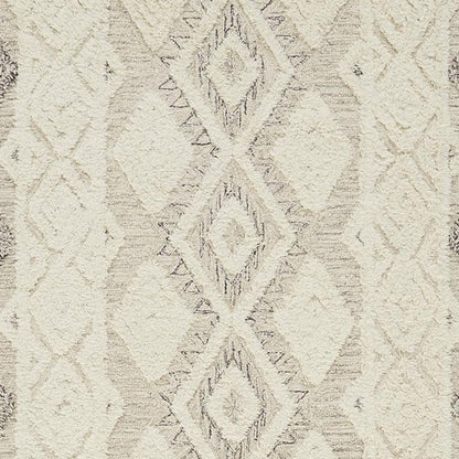 4' X 6' Ivory Taupe And Gray Wool Geometric Tufted Handmade Stain Resistant Area Rug