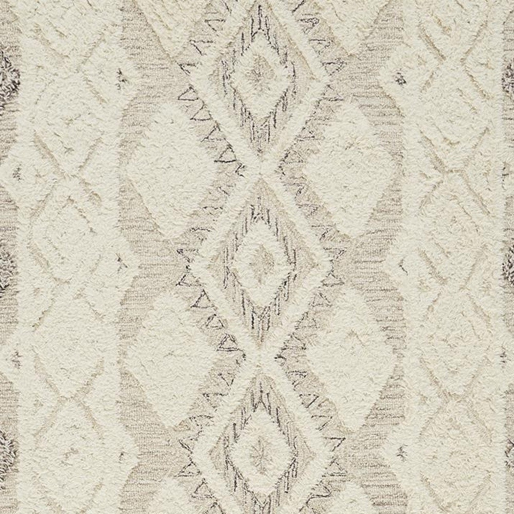 4' X 6' Ivory Taupe And Gray Wool Geometric Tufted Handmade Stain Resistant Area Rug