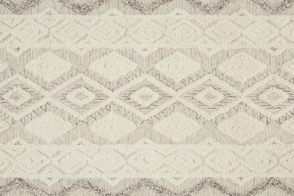 4' X 6' Ivory Taupe And Gray Wool Geometric Tufted Handmade Stain Resistant Area Rug