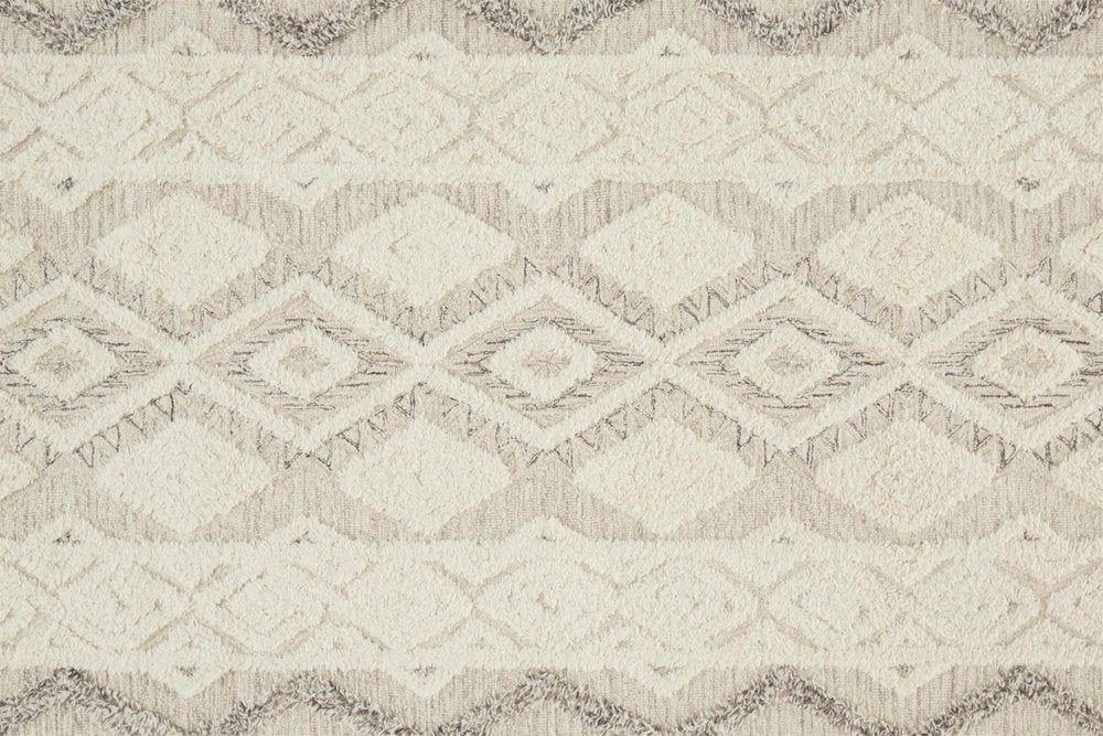 4' X 6' Ivory Taupe And Gray Wool Geometric Tufted Handmade Stain Resistant Area Rug