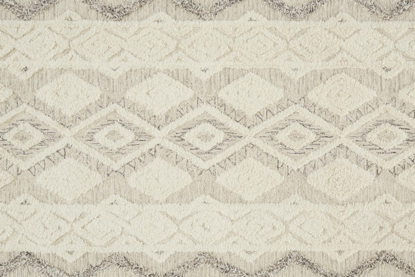 5' X 8' Ivory Taupe And Gray Wool Geometric Tufted Handmade Stain Resistant Area Rug