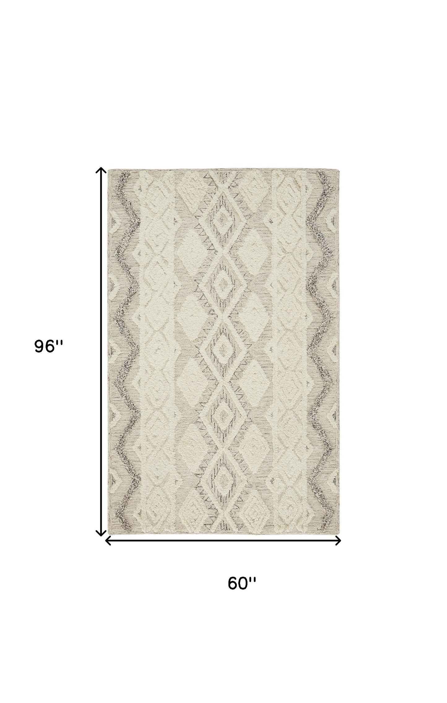 4' X 6' Ivory Taupe And Gray Wool Geometric Tufted Handmade Stain Resistant Area Rug