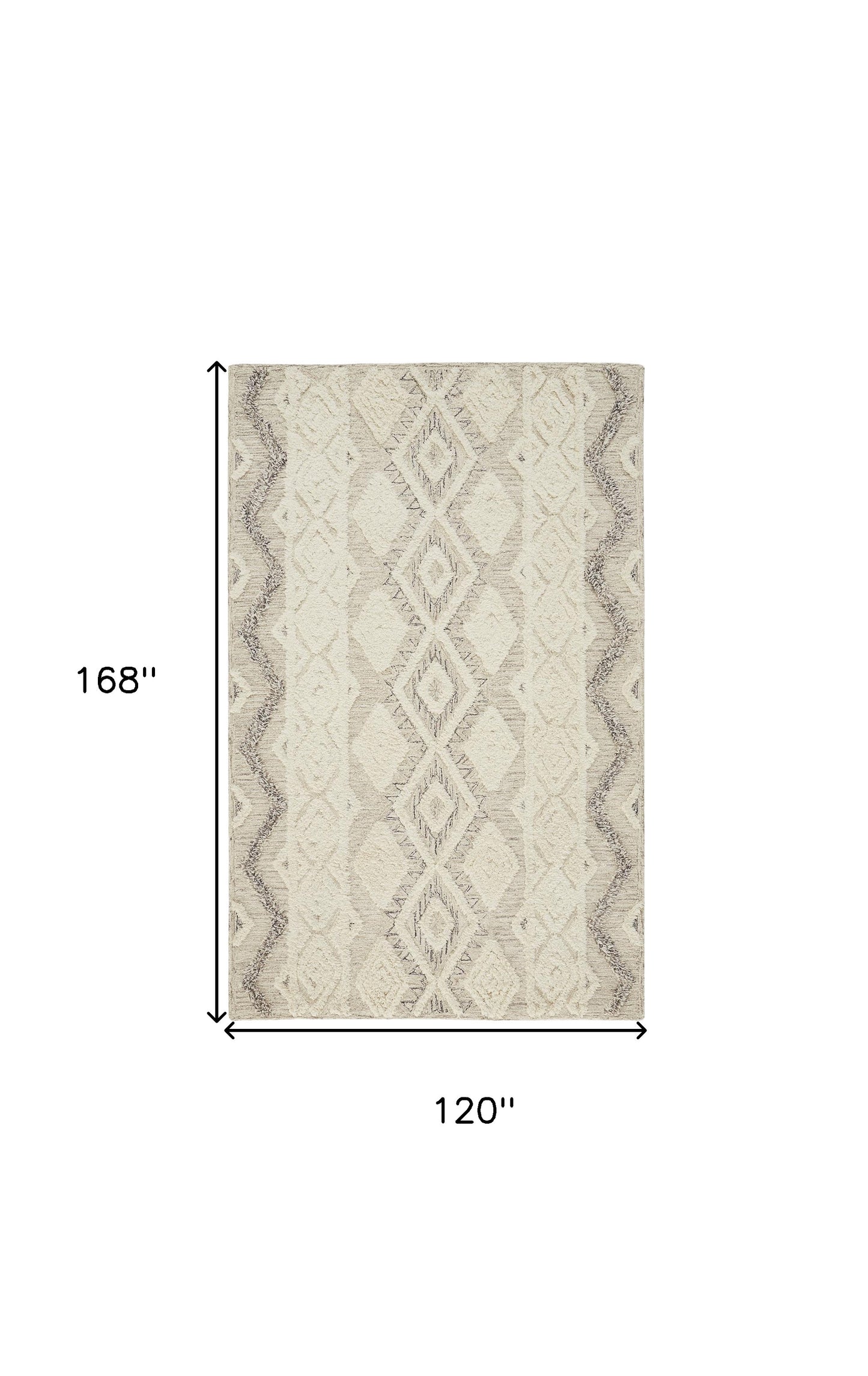 4' X 6' Ivory Taupe And Gray Wool Geometric Tufted Handmade Stain Resistant Area Rug