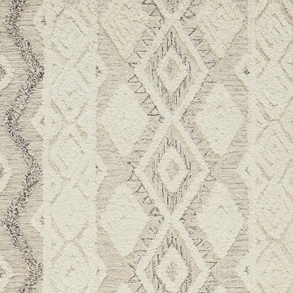 4' X 6' Ivory Taupe And Gray Wool Geometric Tufted Handmade Stain Resistant Area Rug