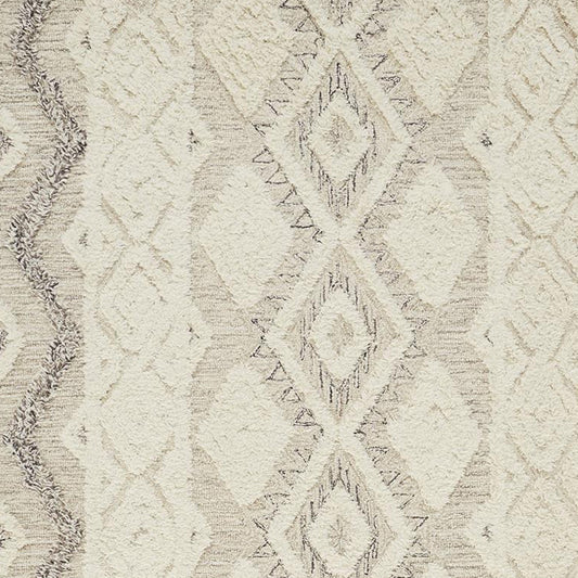 8' X 10' Ivory Taupe And Gray Wool Geometric Tufted Handmade Stain Resistant Area Rug