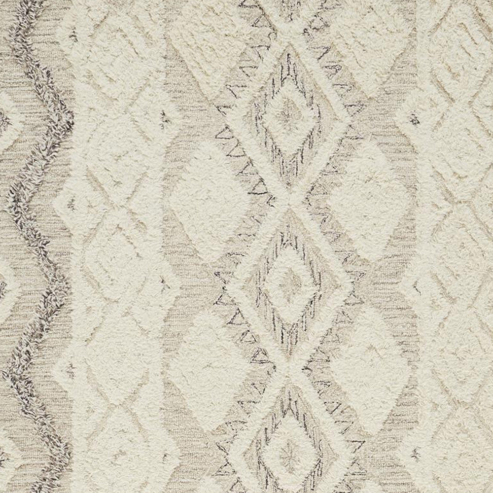 4' X 6' Ivory Taupe And Gray Wool Geometric Tufted Handmade Stain Resistant Area Rug