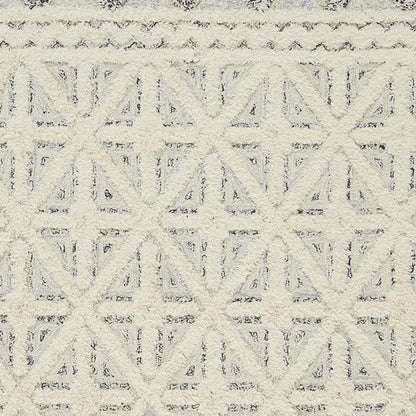 10' X 14' Ivory And Black Wool Geometric Tufted Handmade Stain Resistant Area Rug