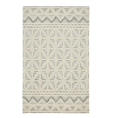 8' X 10' Ivory And Black Wool Geometric Tufted Handmade Stain Resistant Area Rug
