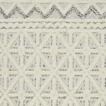 8' X 10' Ivory And Black Wool Geometric Tufted Handmade Stain Resistant Area Rug