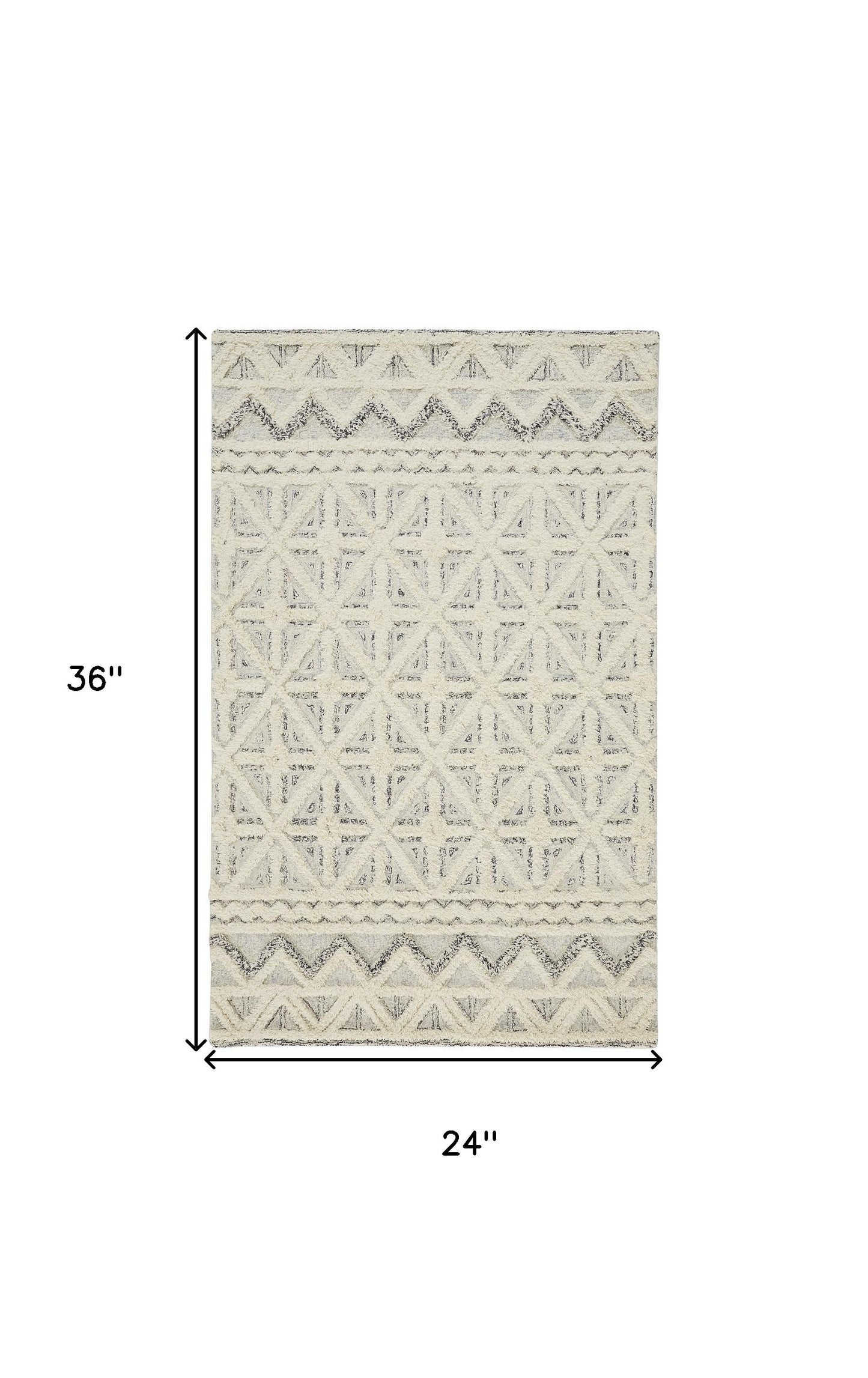 8' X 10' Ivory And Black Wool Geometric Tufted Handmade Stain Resistant Area Rug