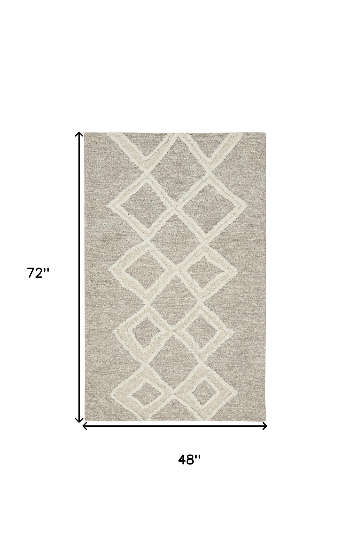 5' X 8' Gray And Ivory Wool Geometric Tufted Handmade Stain Resistant Area Rug