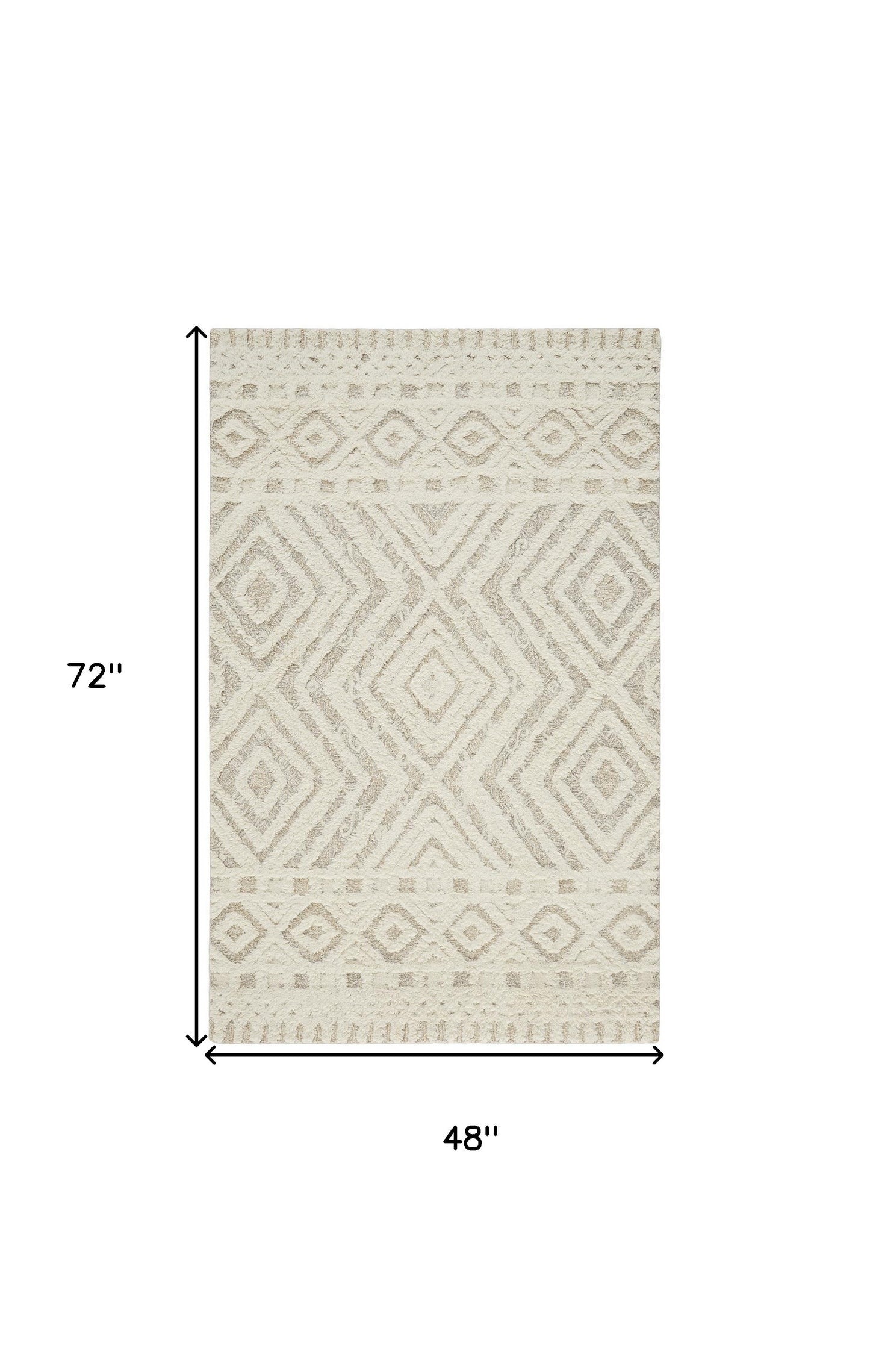 8' X 10' Ivory And Tan Wool Geometric Tufted Handmade Stain Resistant Area Rug