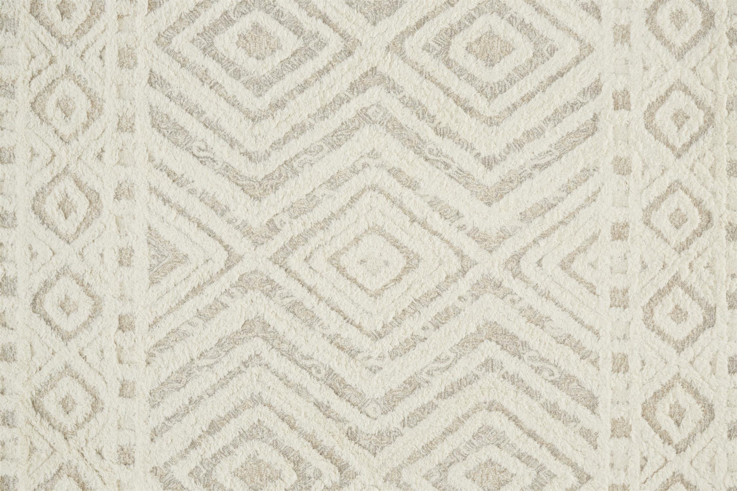 8' X 10' Ivory And Tan Wool Geometric Tufted Handmade Stain Resistant Area Rug