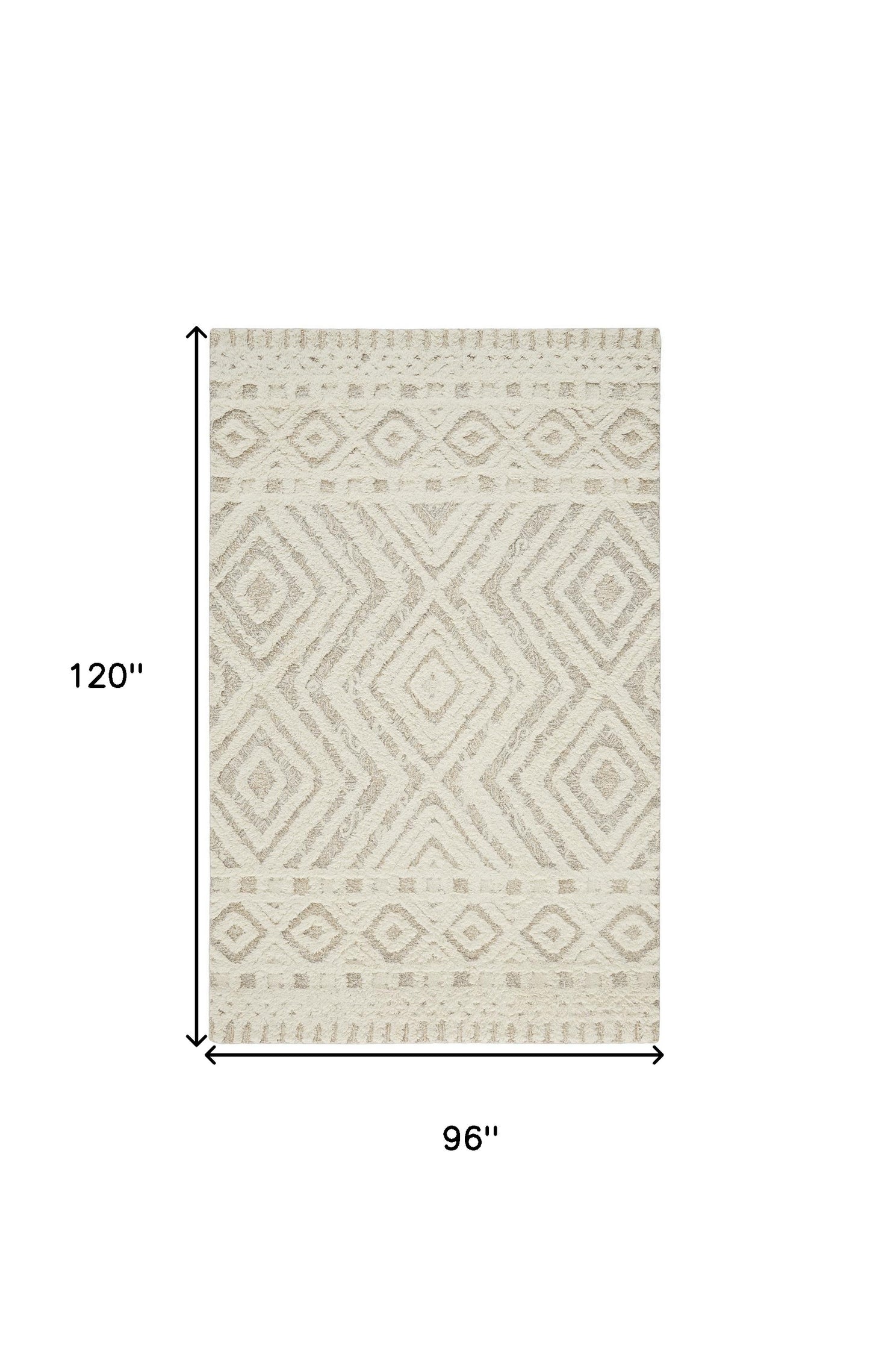 8' X 10' Ivory And Tan Wool Geometric Tufted Handmade Stain Resistant Area Rug